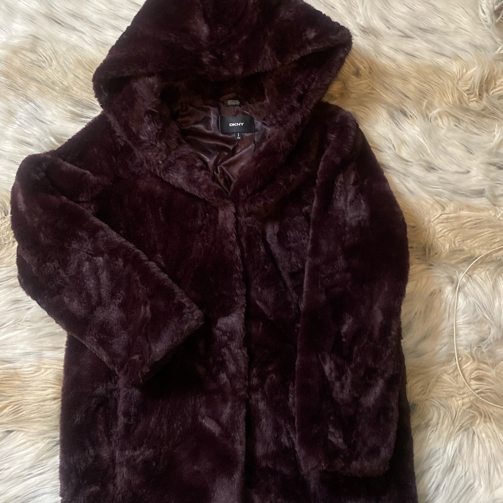 DKNY Women's Deep Brown Teddy Jacket